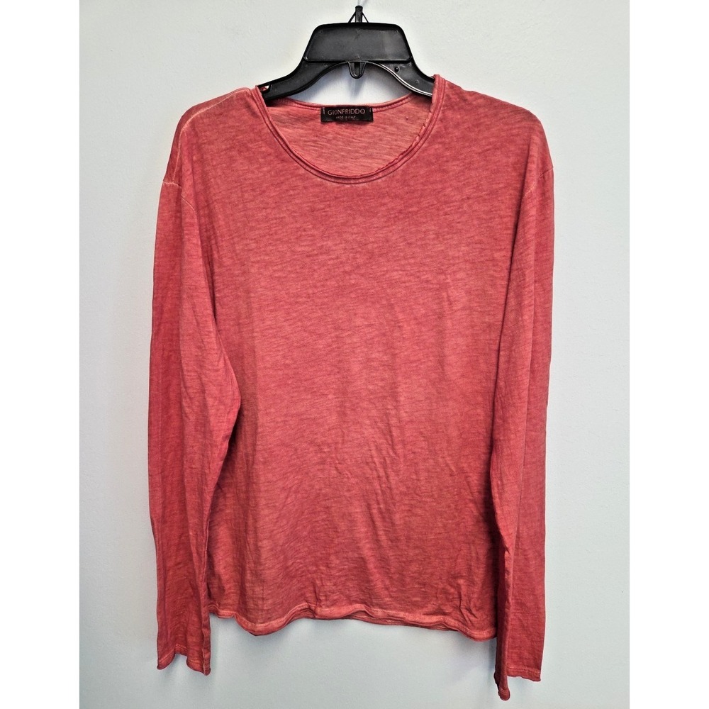 GIONFRIDDO Men's Size L Casual Dyed Red/Clay 100% Cotton Made in Italy T Shirt